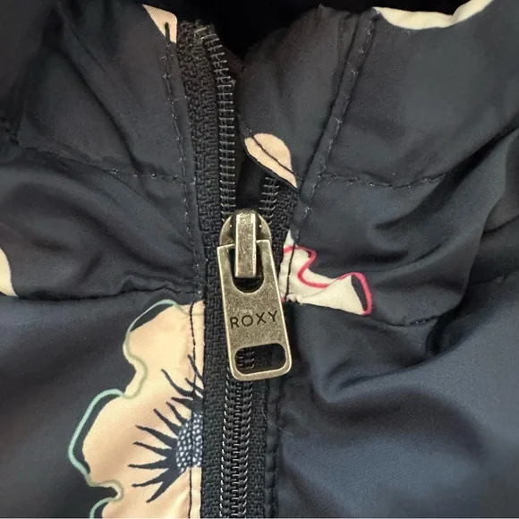 RoxyFloral Shell Puffer Jacket - Size 10/M - EUC - Navy